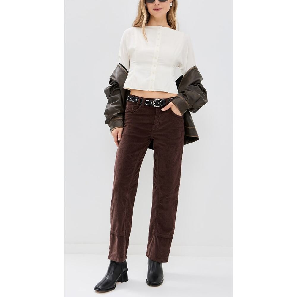 Vintage-Inspired Free People Brown Corduroy Pants Size 27 Low Rise, Slight Flare